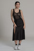 VINNY Satin Midi Skirt with High Split